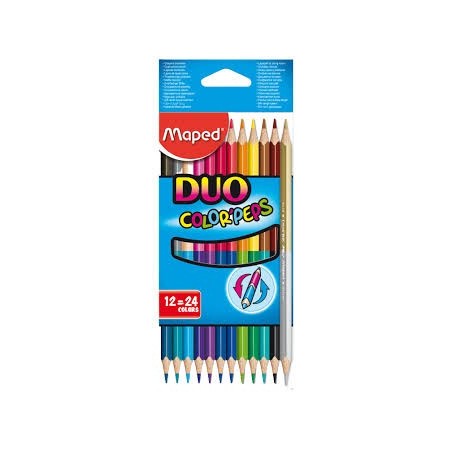 CRAYONS BICOLORES MAPED DUO COLOR'PEPS 12 24 COLORS