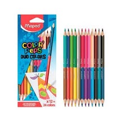 CRAYONS BICOLORES MAPED DUO COLOR'PEPS 12 24 COLORS