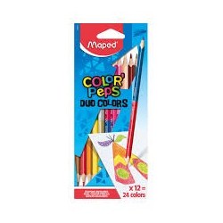 CRAYONS BICOLORES MAPED DUO COLOR'PEPS 12 24 COLORS
